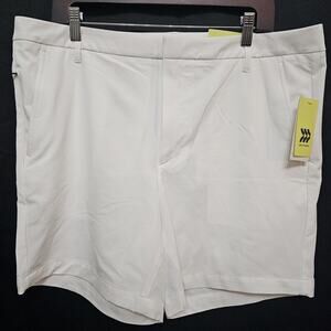 NWT Mens Golf Shorts 38 White Flat Front 7 In Inseam Stretch Athletic Sporty